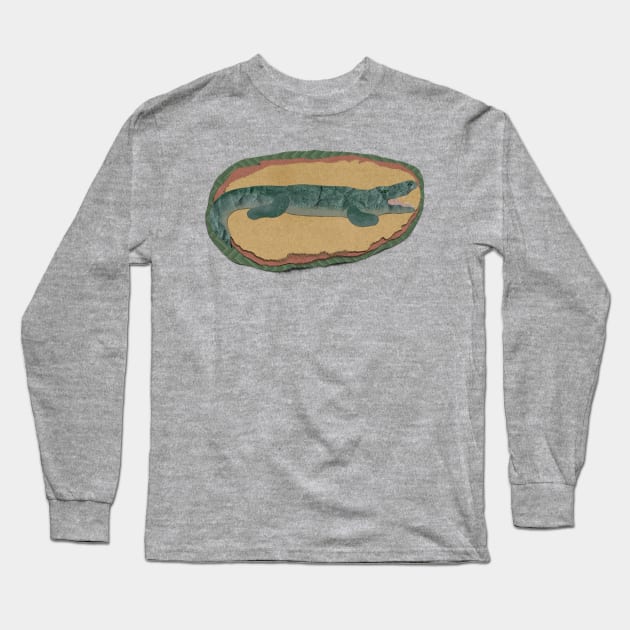 Paper craft alligator Long Sleeve T-Shirt by Black Squirrel CT